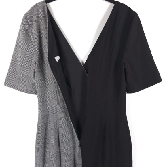 Fame & Partners Everly Button Front Black & Plaid Midi Dress Size 6 - Picture 11 of 16